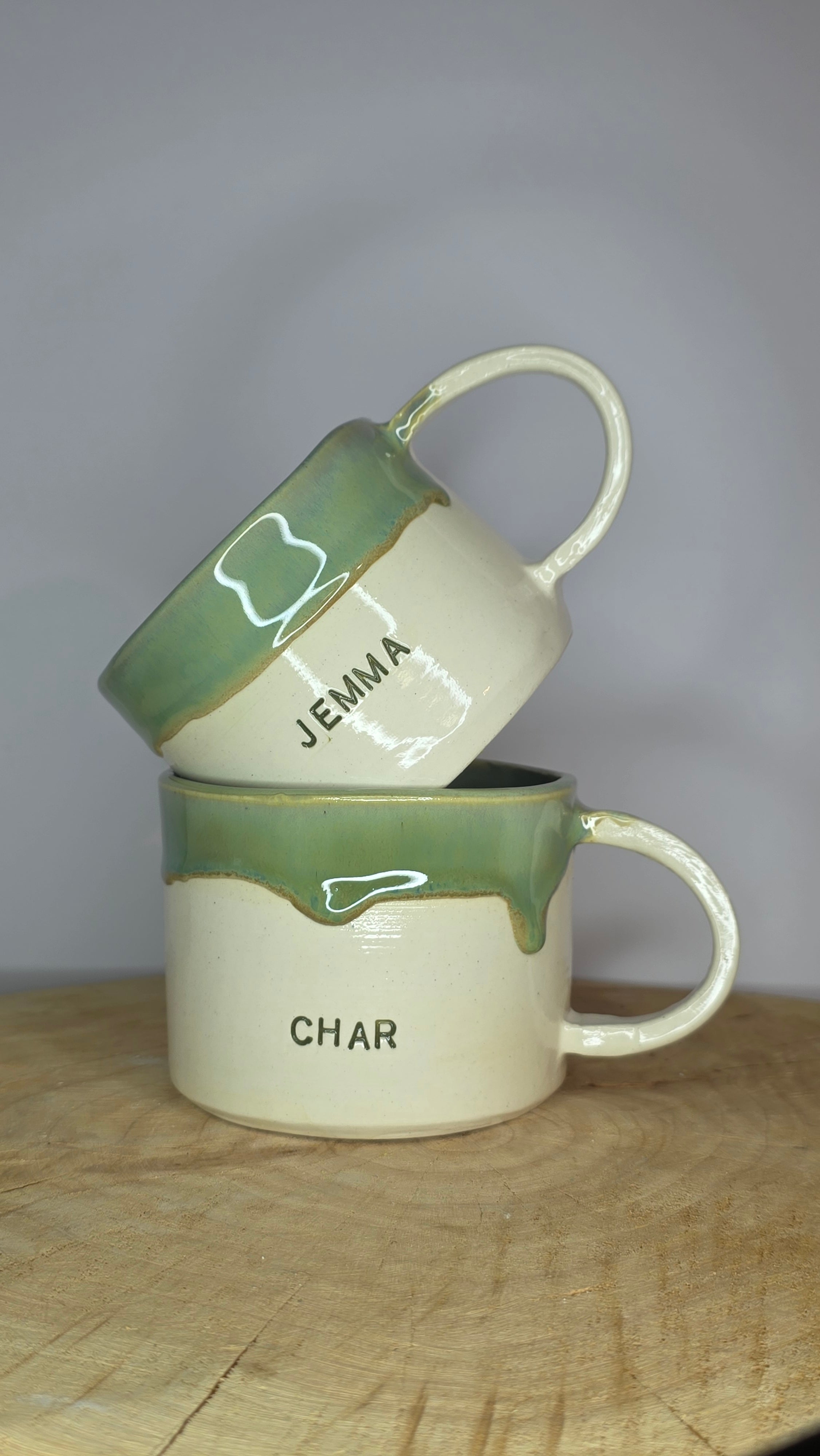 Custom order, colour glaze, stamped