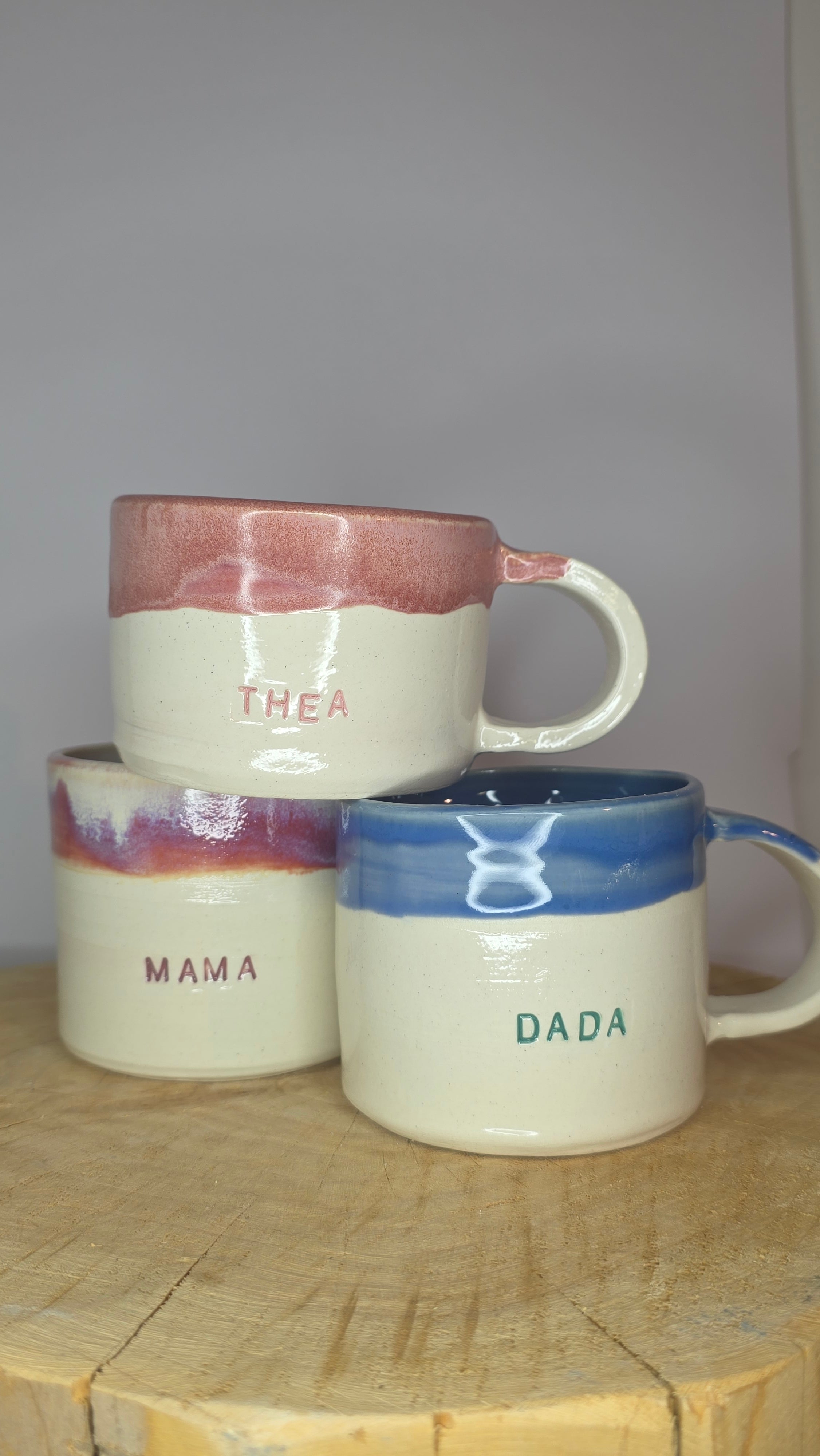 Custom order, colour glaze, stamped