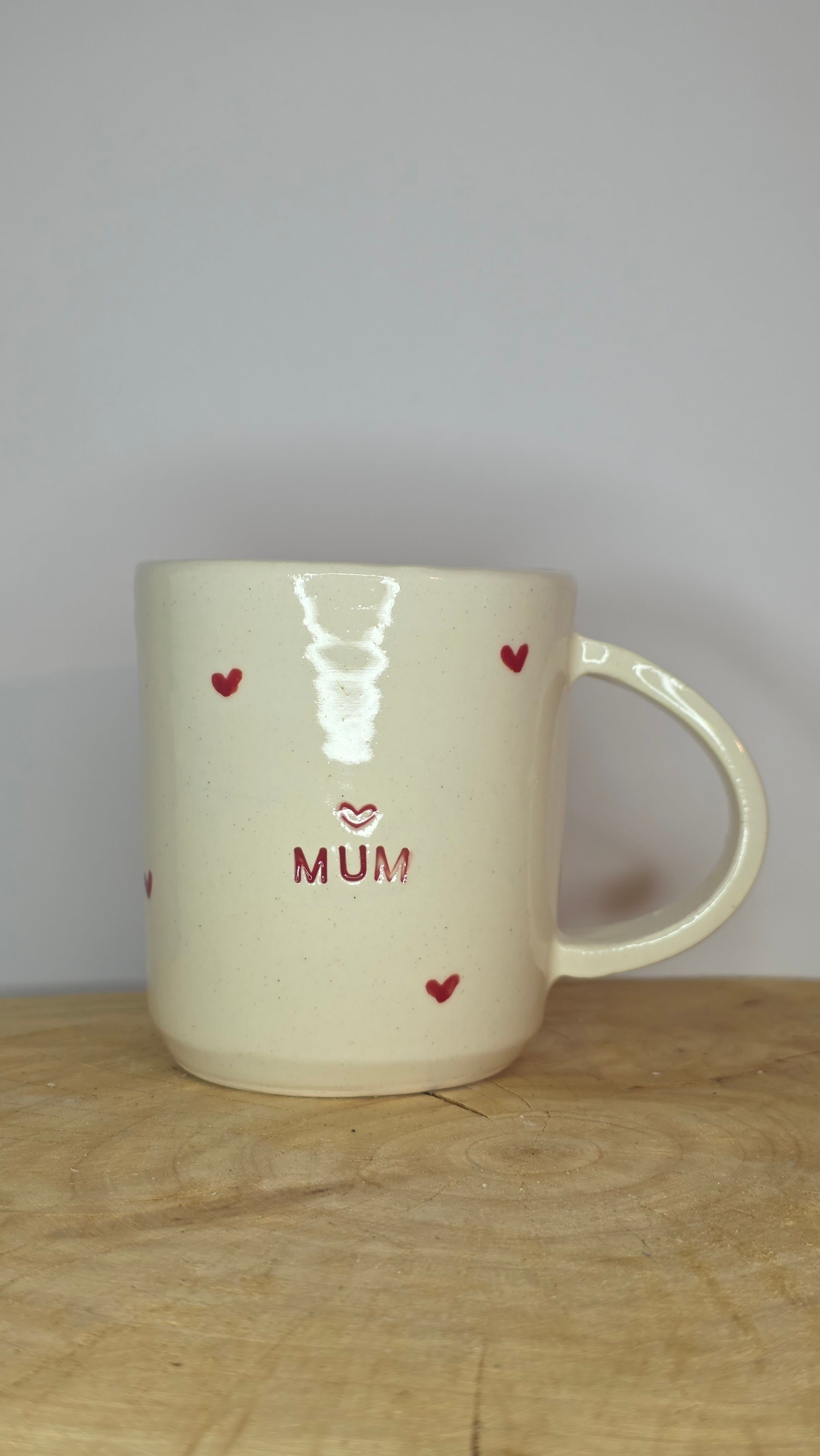 Custom Orders - White mug, name stamped, clear glaze